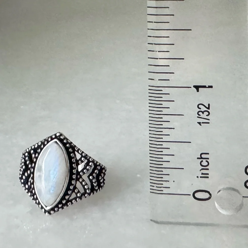 NWOT Sundance Rainbow Reign Ring, Rainbow Moonstone, Sterling Silver - Picture 6 of 7